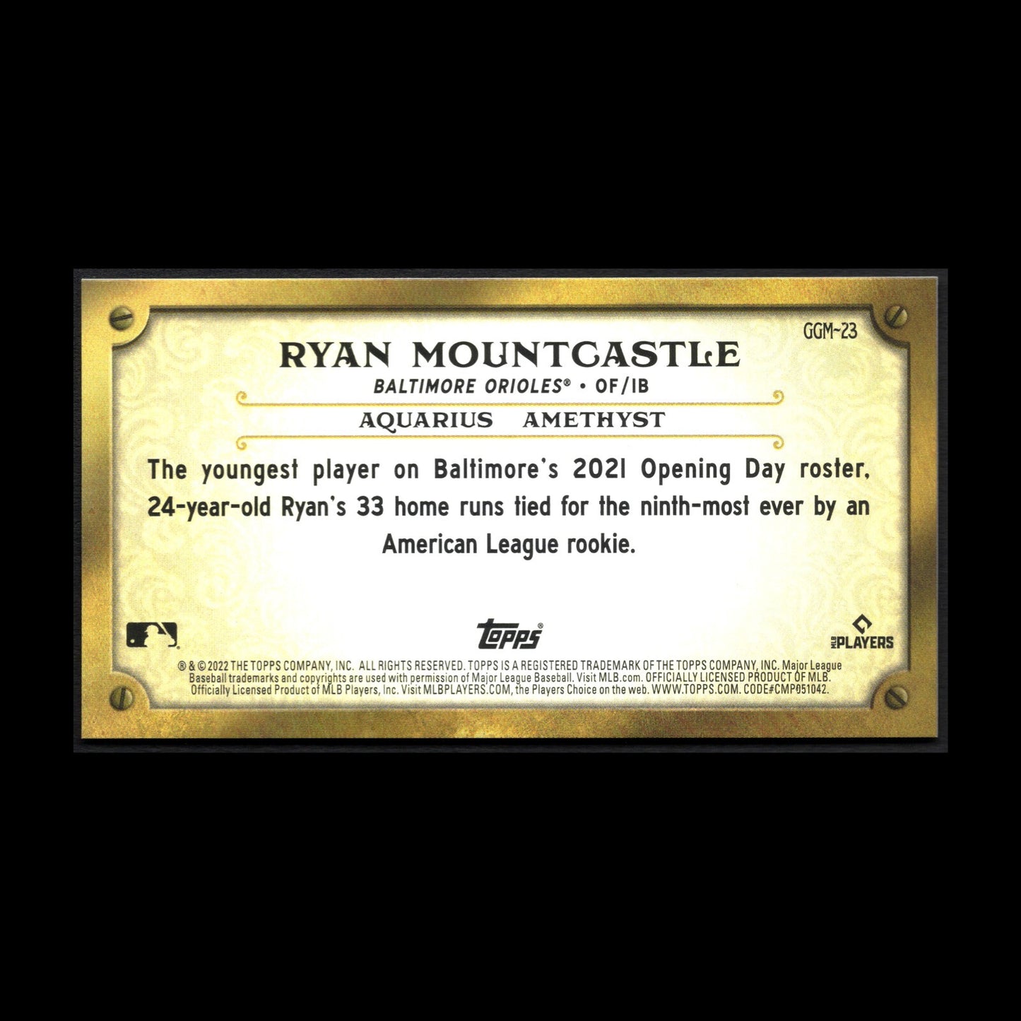 2022 Topps Gypsy Queen RYAN MOUNTCASTLE #GGM-23 GQ Gems Mini - Baltimore Orioles