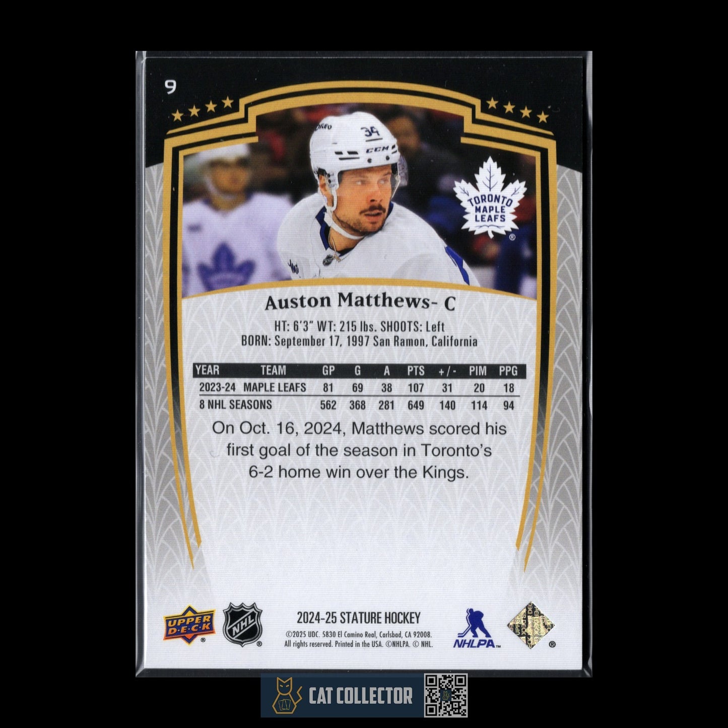 2024-25 Upper Deck Stature AUSTON MATTHEWS #9 Toronto Maple Leafs