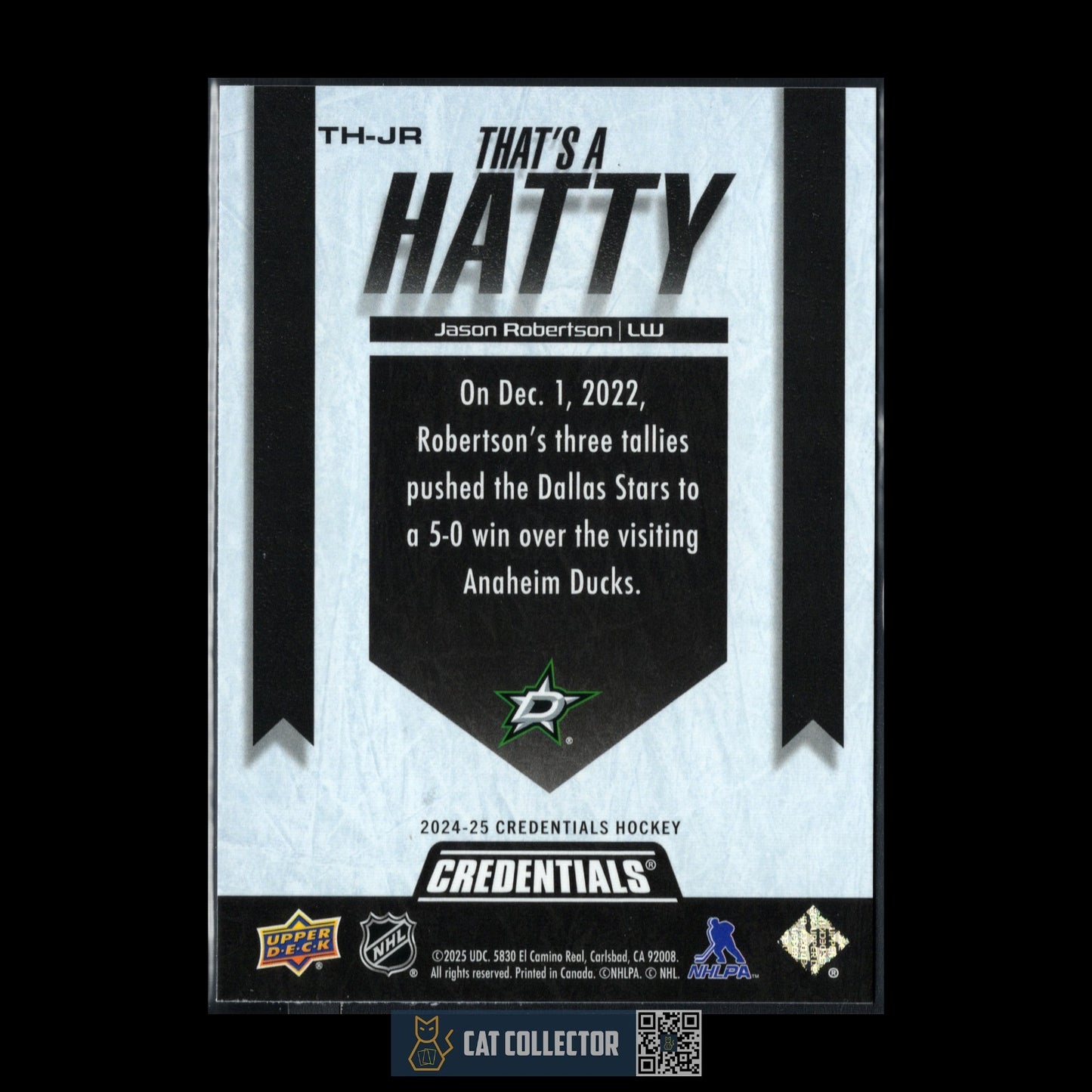 2024-25 UD Credentials JASON ROBERTSON #TH-JR That's a Hatty - Dallas Stars