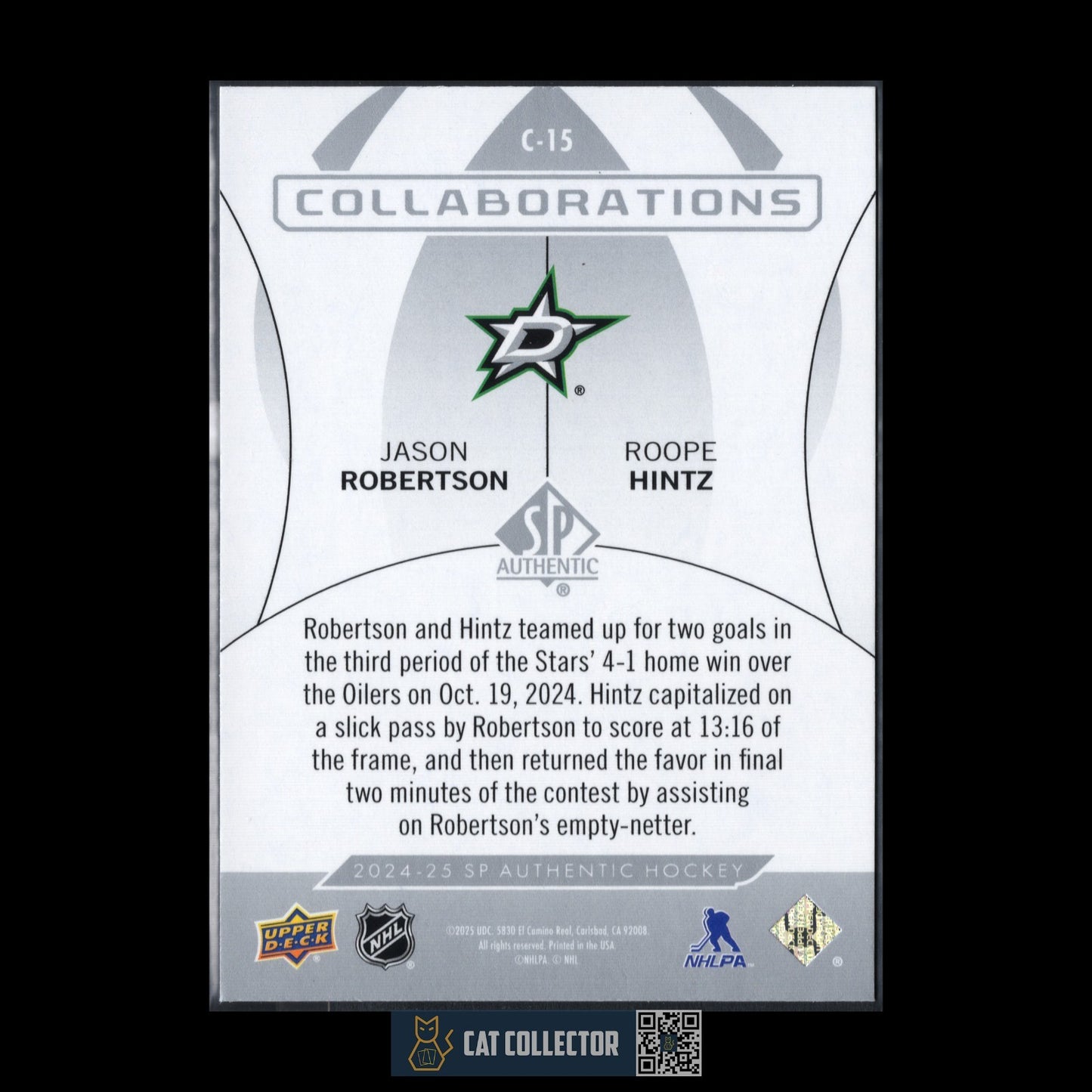 2024-25 UD SP Authentic JASON ROBERTSON / ROOPE HITNZ #C-15 Collaborations