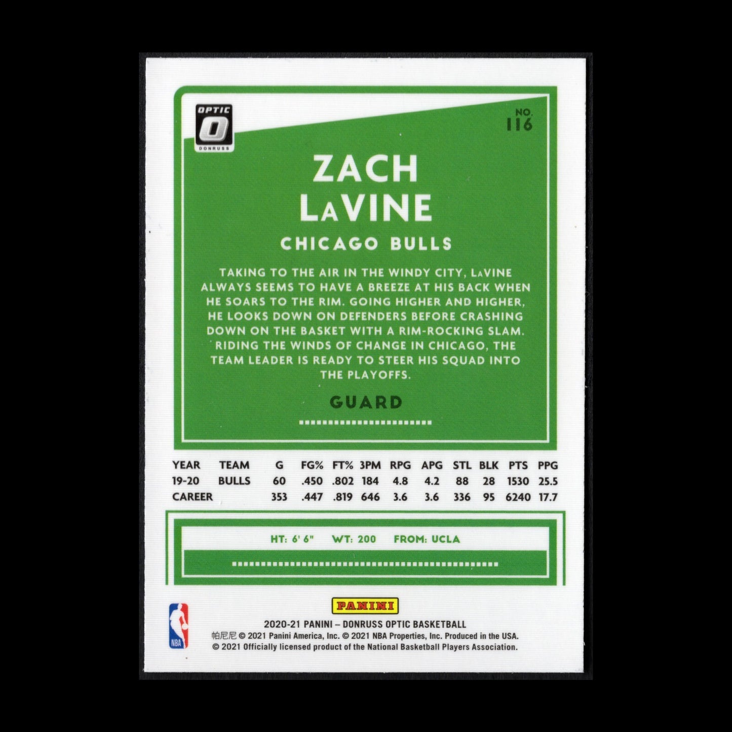 2020-21 Panini Donruss Optic ZACH LAVINE #116
