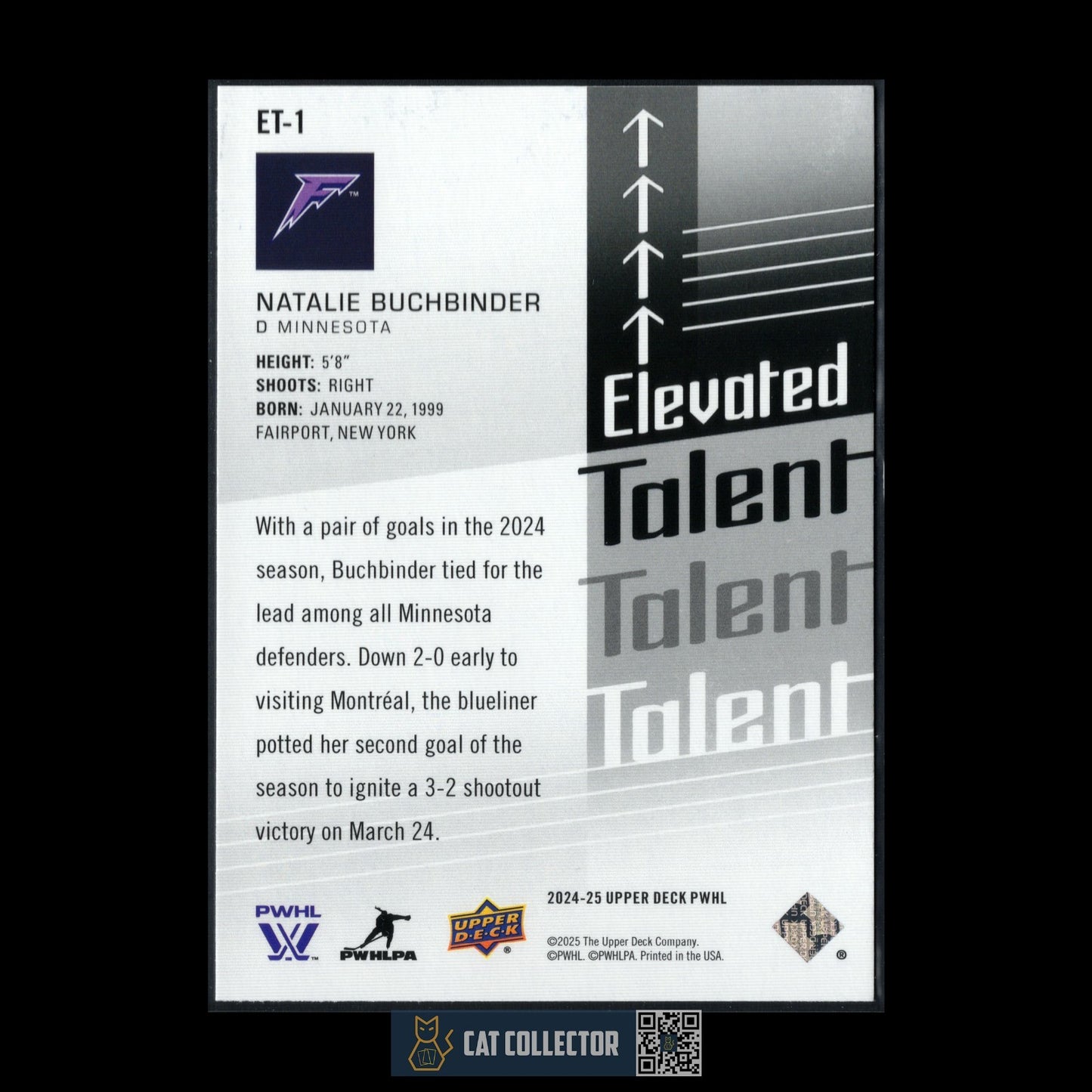 2024-25 UD PWHL NATALIE BUCHBINDER #ET-1 Elevated Talent - Minnesota Frost