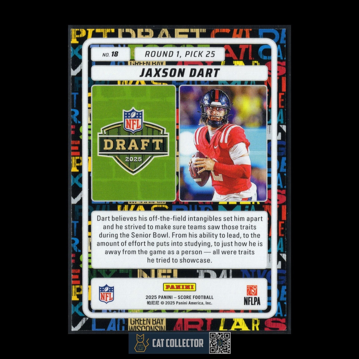 2025 Panini Score JAXSON DART #18 NFL Draft Rookie RC - New York Giants