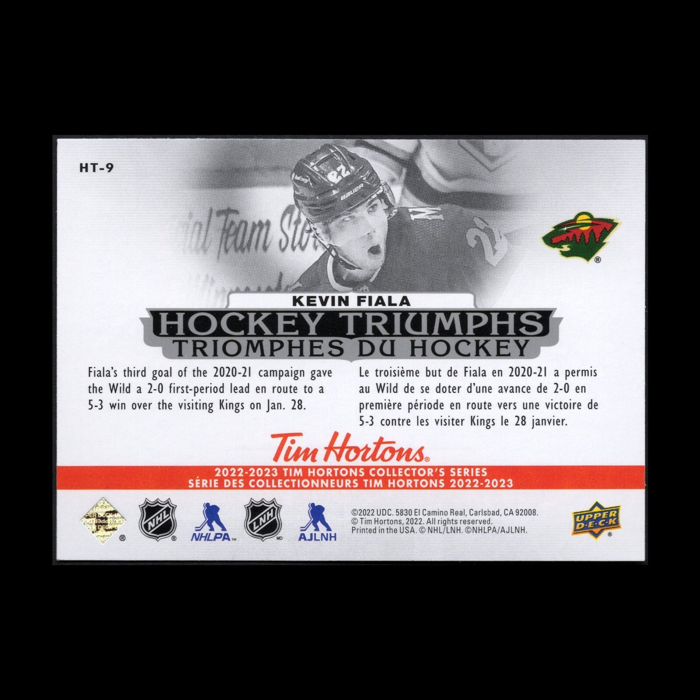 2022-23 UD Tim Hortons KEVIN FIALA #HT-9 Hockey Triumphs