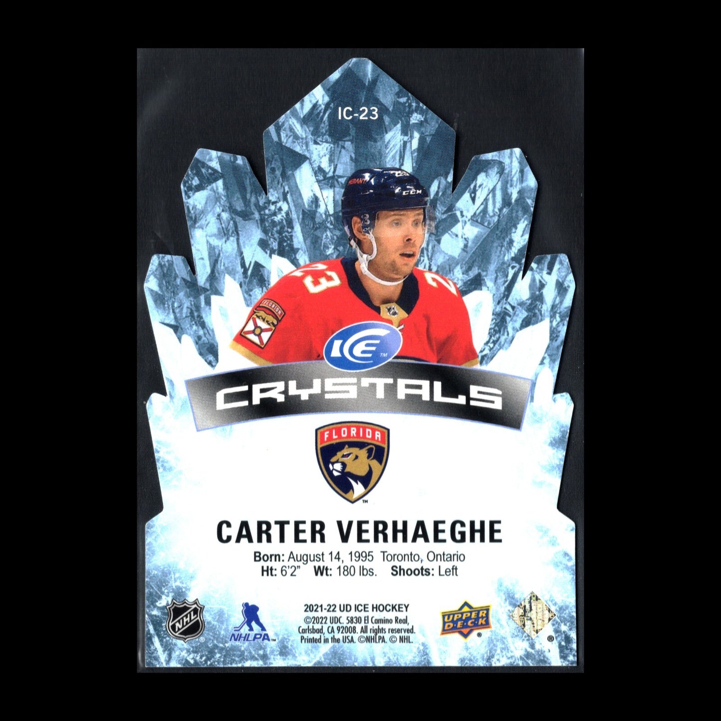 2021-22 UD Ice CARTER VERHAEGHE #IC-23 Ice Crystals Die-Cut - Florida Panthers
