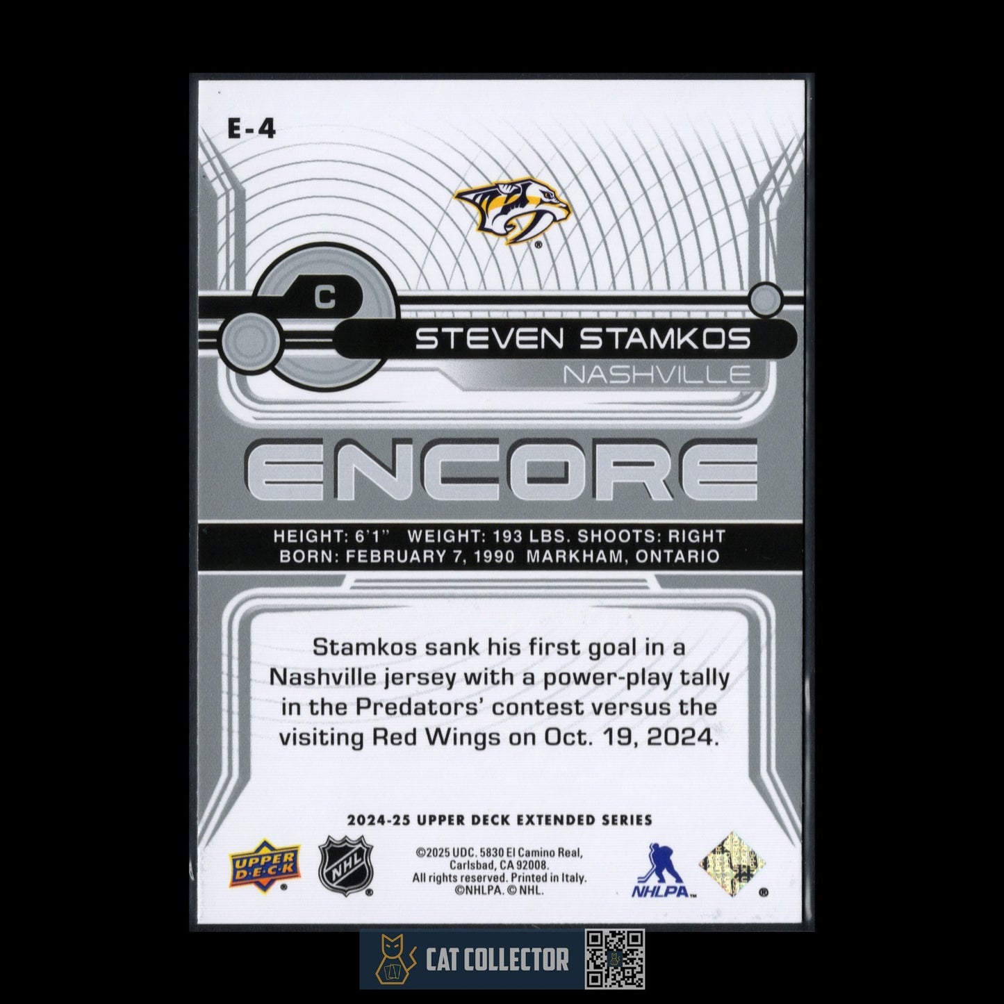 2024-25 UD Extended series STEVEN STAMKOS #E-4 Encore