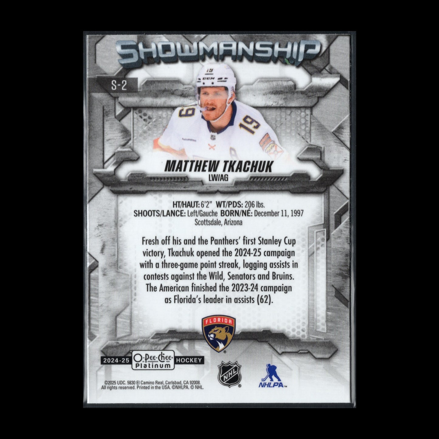 2024-25 O-Pee-Chee Platinum MATTHEW TKACHUK #S-2 Showmanship