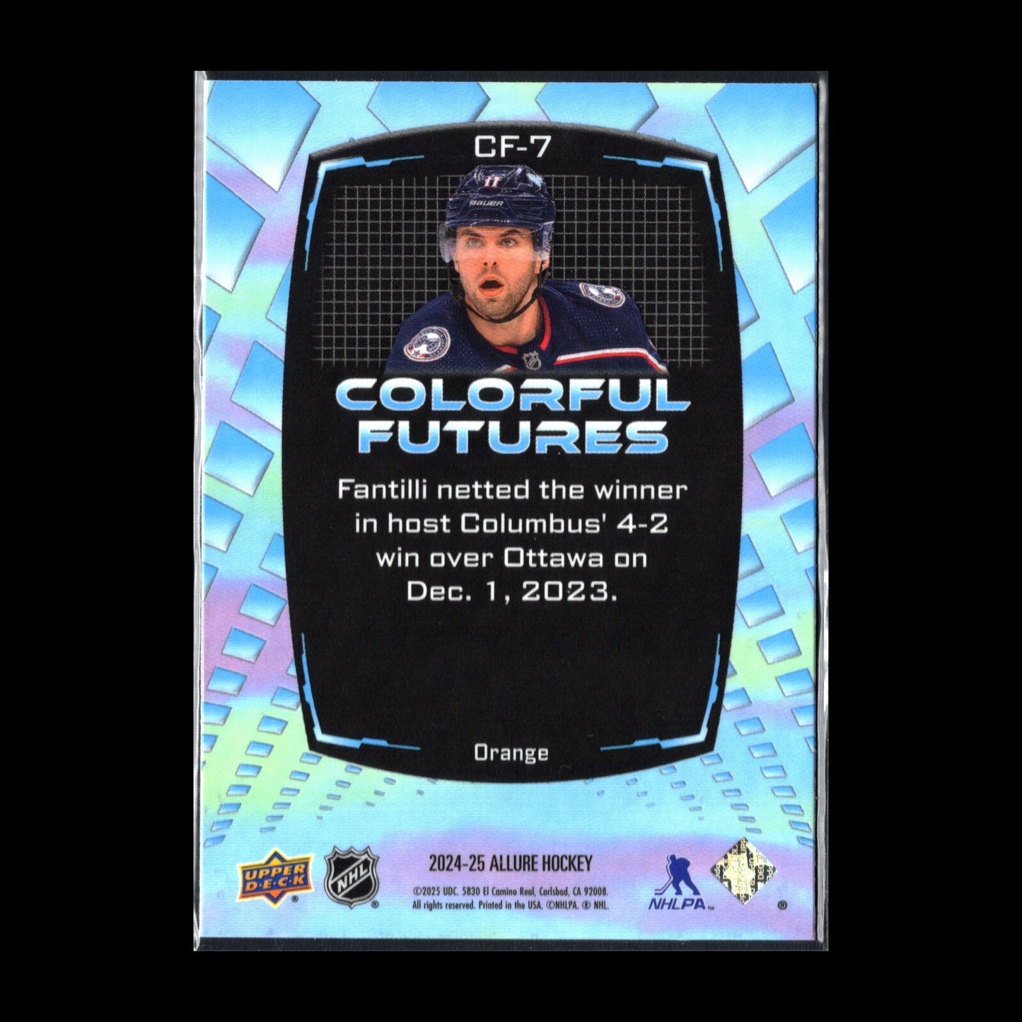 2024-25 UD Allure ANDAM FANTILLI #CF-7 Colorful Futures Orange