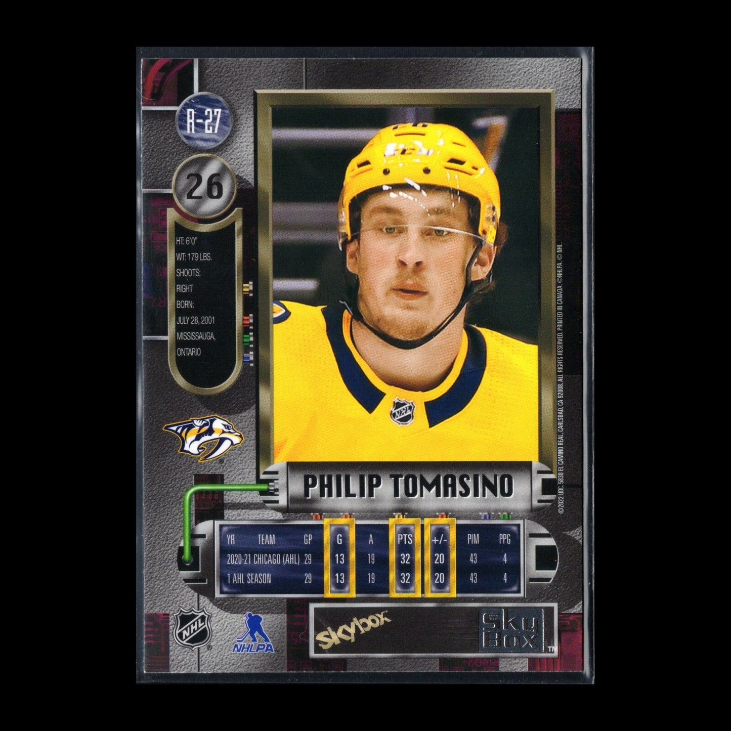 2021-22 SkyBox Metal Universe PHILIP TOMASINO #R-27 Retro Rookies RC