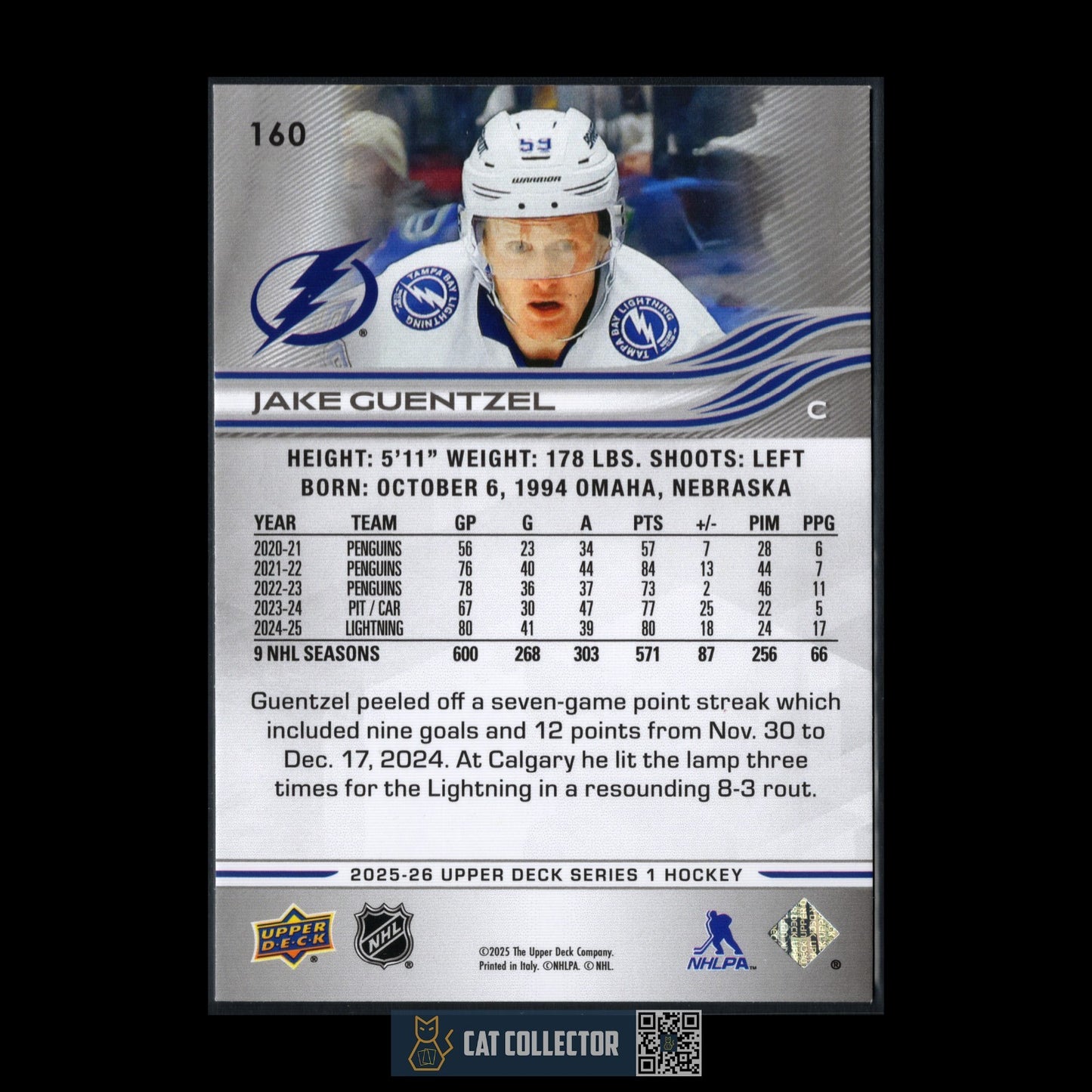 2025-26 UD Series 1 JAKE GUENTZEL #160 Deluxe /250