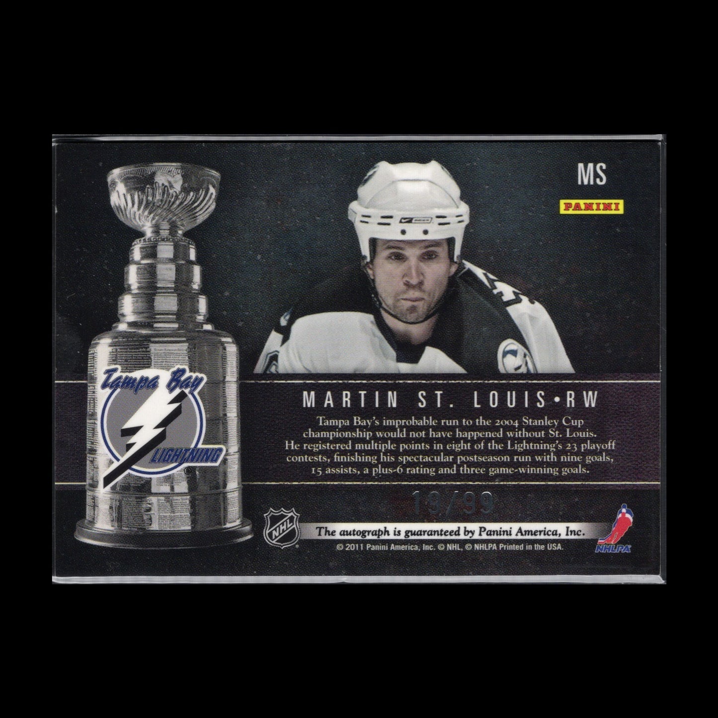 2011-12 Panini Limited MARTIN ST. LOUIS #MS Winners Signatures /99 Hard Signed
