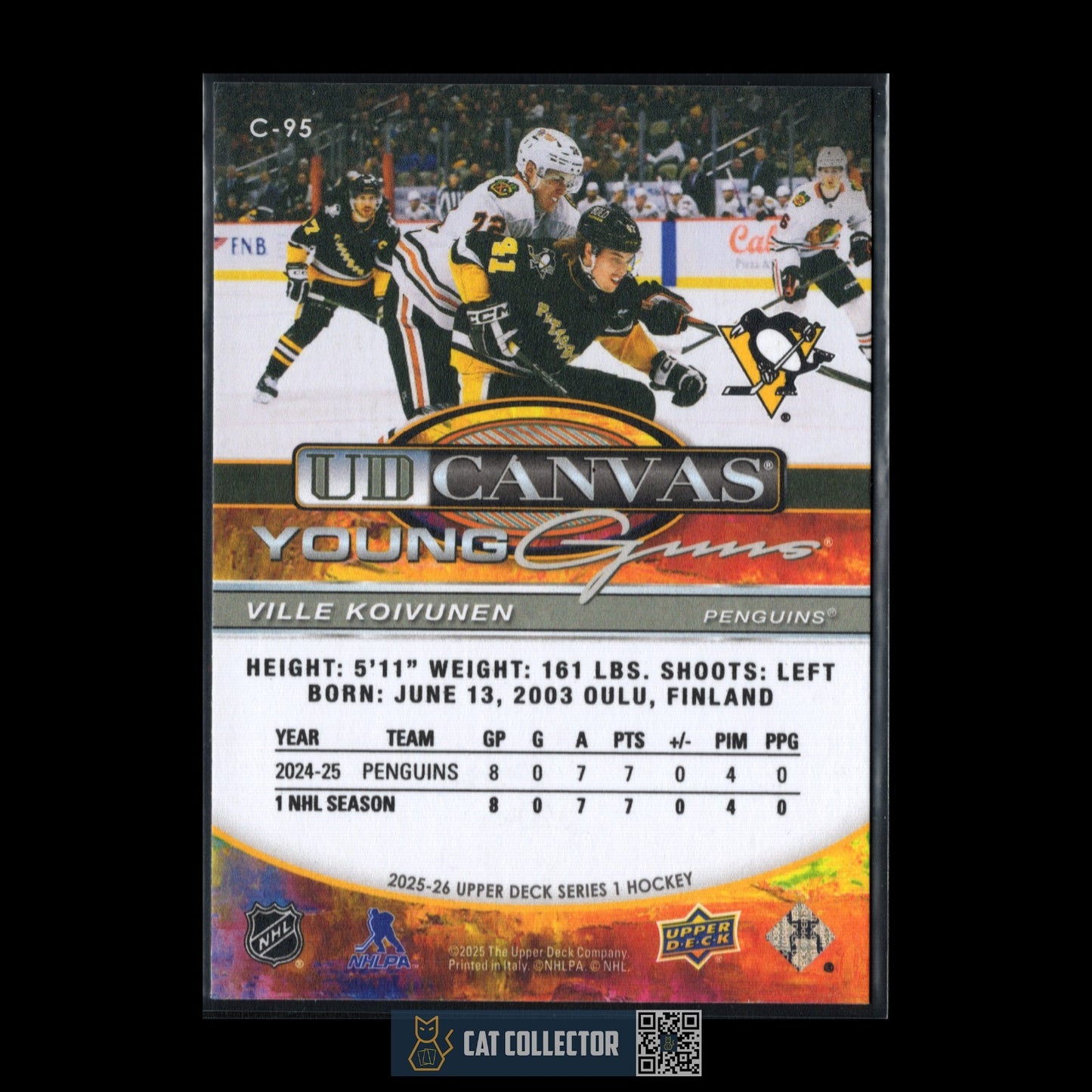2025-26 UD Series 1 VILLE KOIVUNEN #C-95 UD Canvas Young Guns Rookie RC