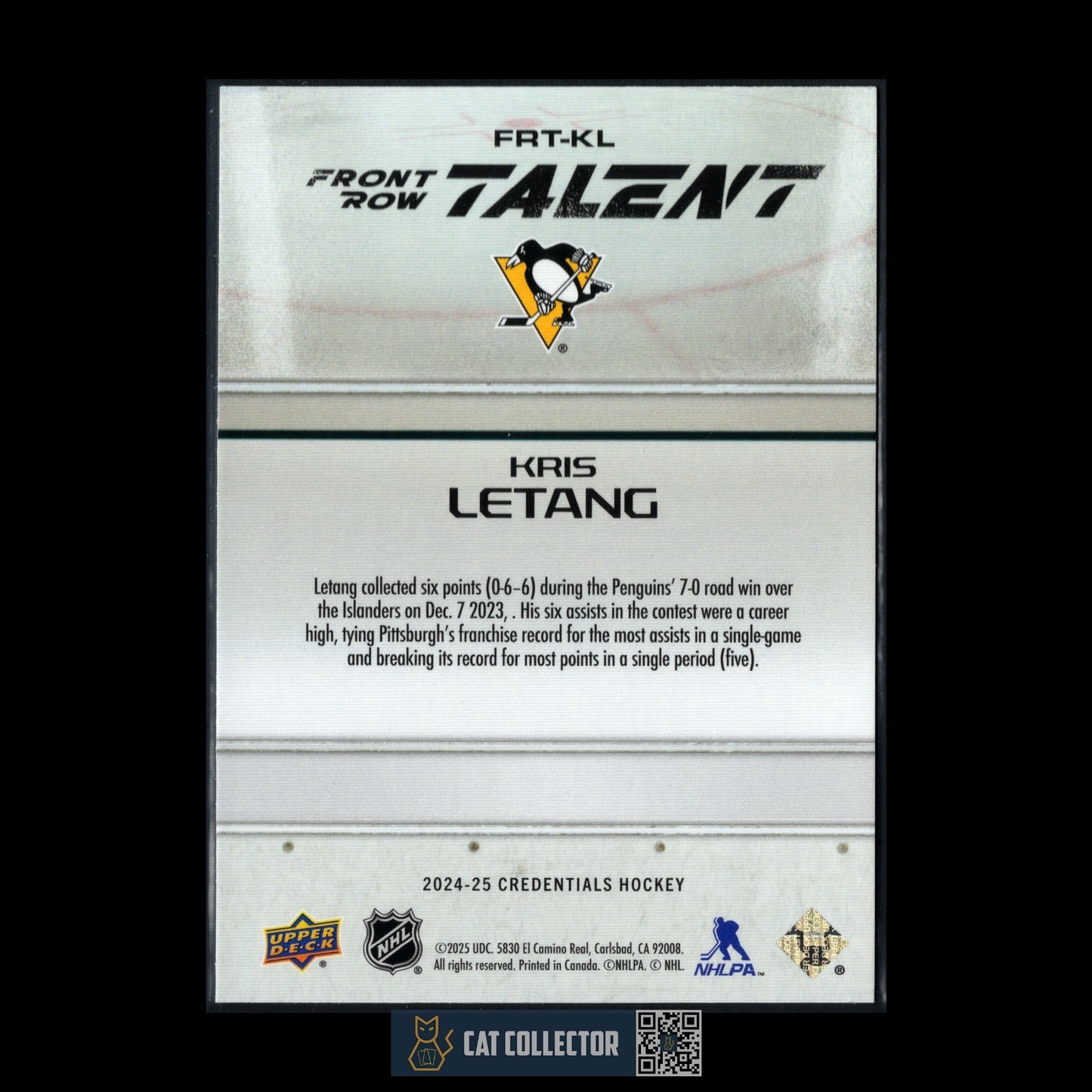 2024-25 UD Credentials KRIS LETANG #FRT-KL Front Row Talent