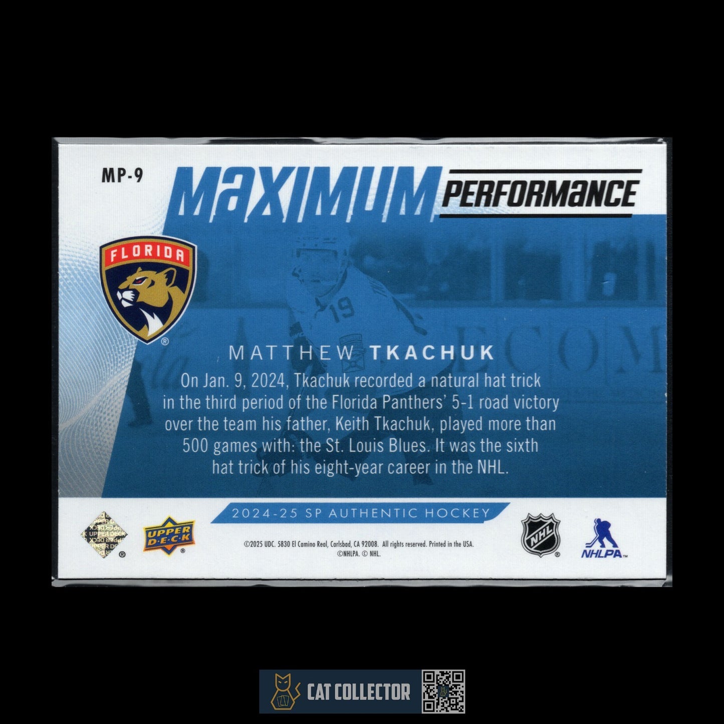 2024-25 UD SP Authentic MATTHEW TKACHUK #MP-9 Maximum perfermance Blue