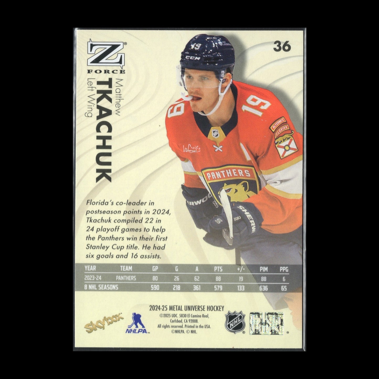 2024-25 SkyBox Metal Universe MATTHEW TKACHUK #36 Z-Force