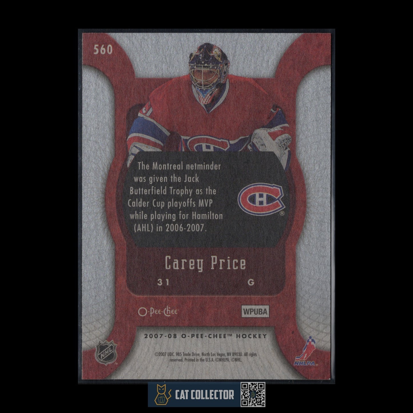 2007-08 O-Pee-Chee Hockey CAREY PRICE #560 Marquee Rookie RC Montreal Canadiens