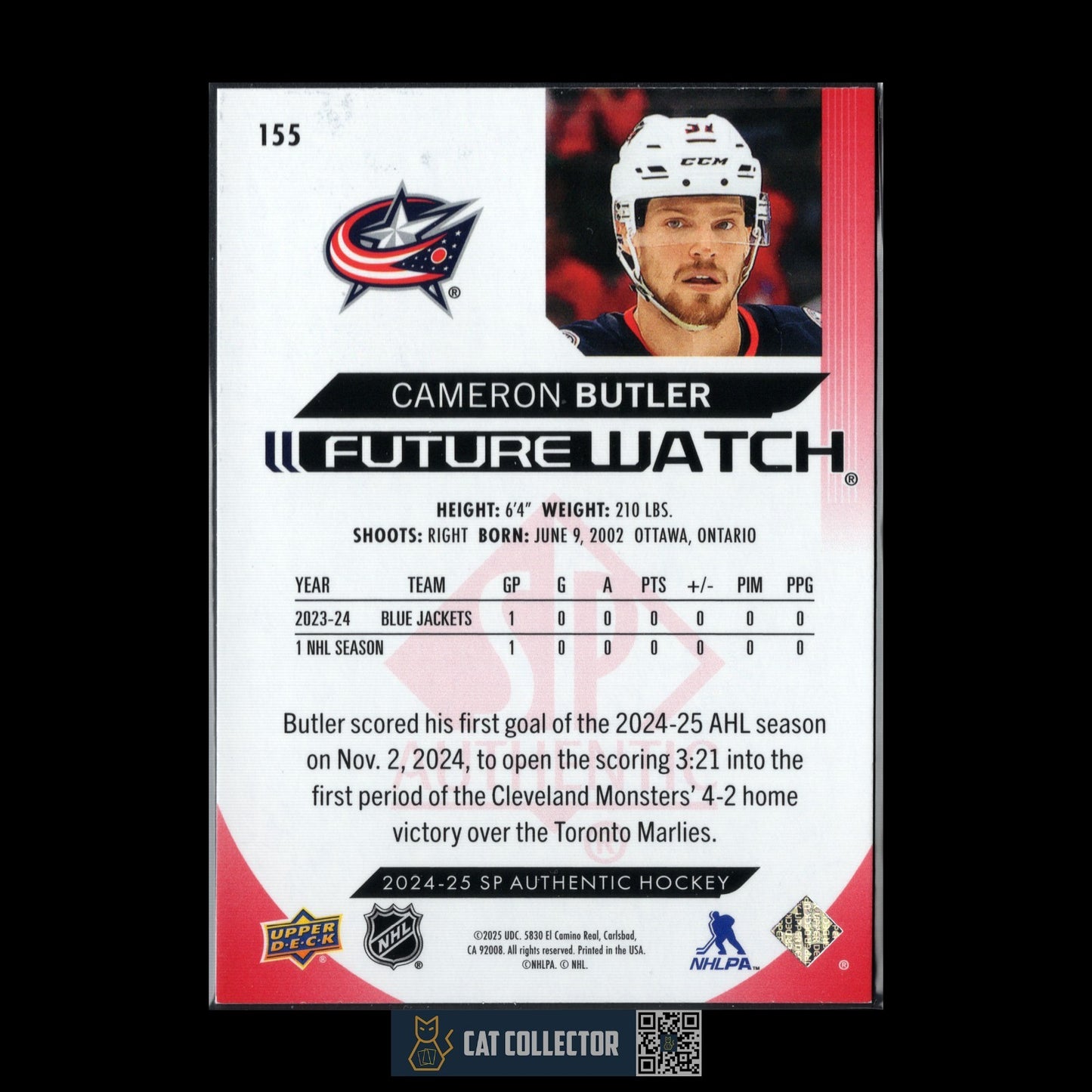 2024-25 UD SP Authentic CAMERON BUTLER #155 Future Watch Limited Red RC