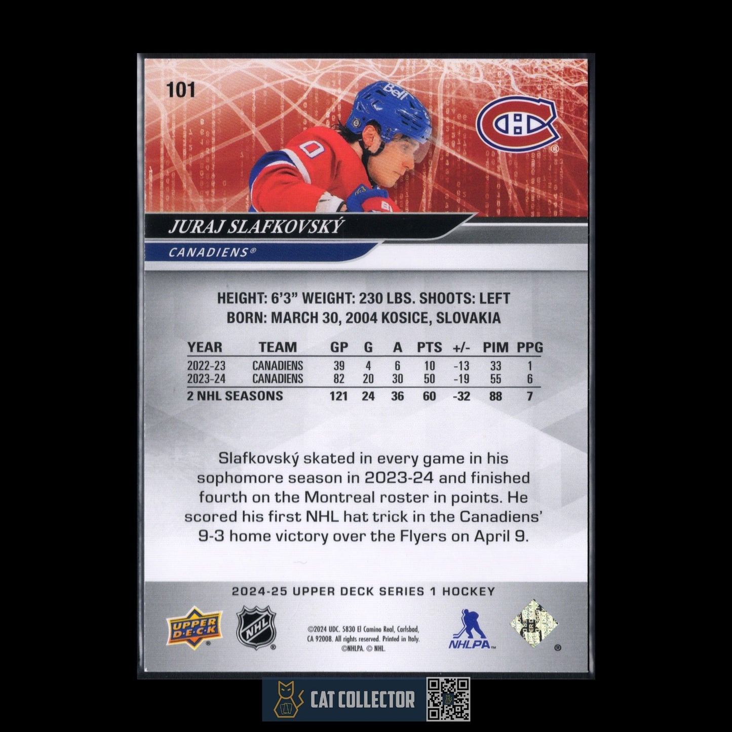 2024-25 UD Series 1 JURAJ SLAFKOVSKY #101 Deluxe /250 Montreal Canadiens