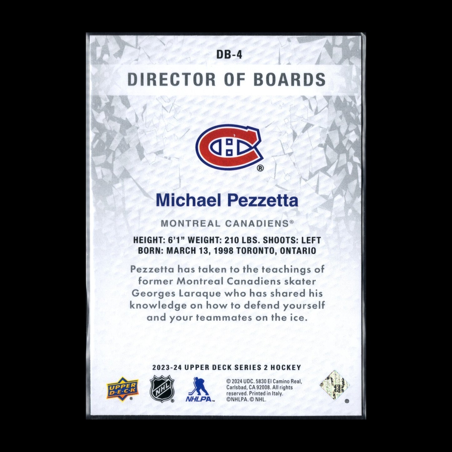2023-24 UD Series 2 MICHAEL PEZZETTA #DB-4 Director of boards - MTL Canadiens