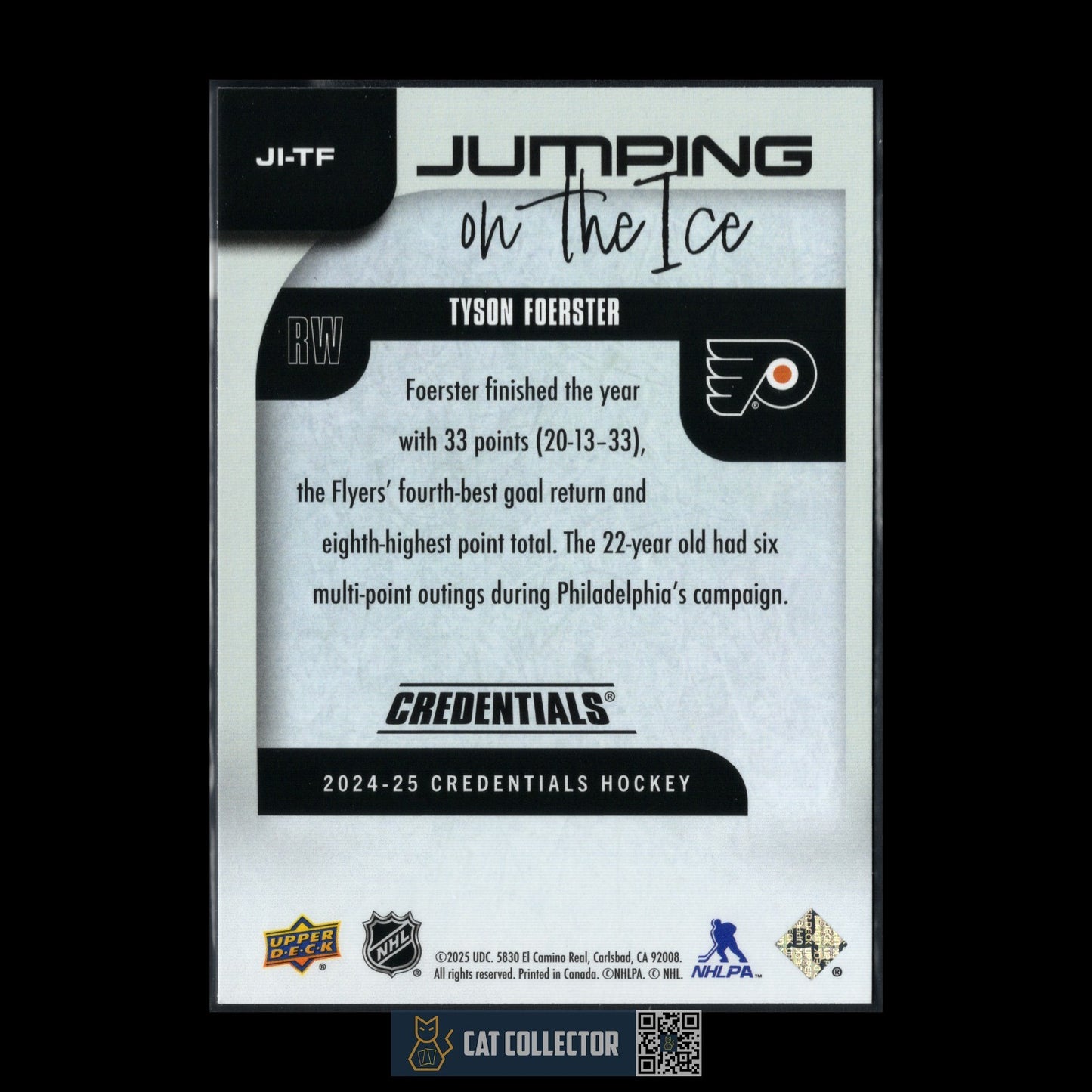 2024-25 UD Credentials TYSON FOERSTER #JI-TF Jumping on the ice