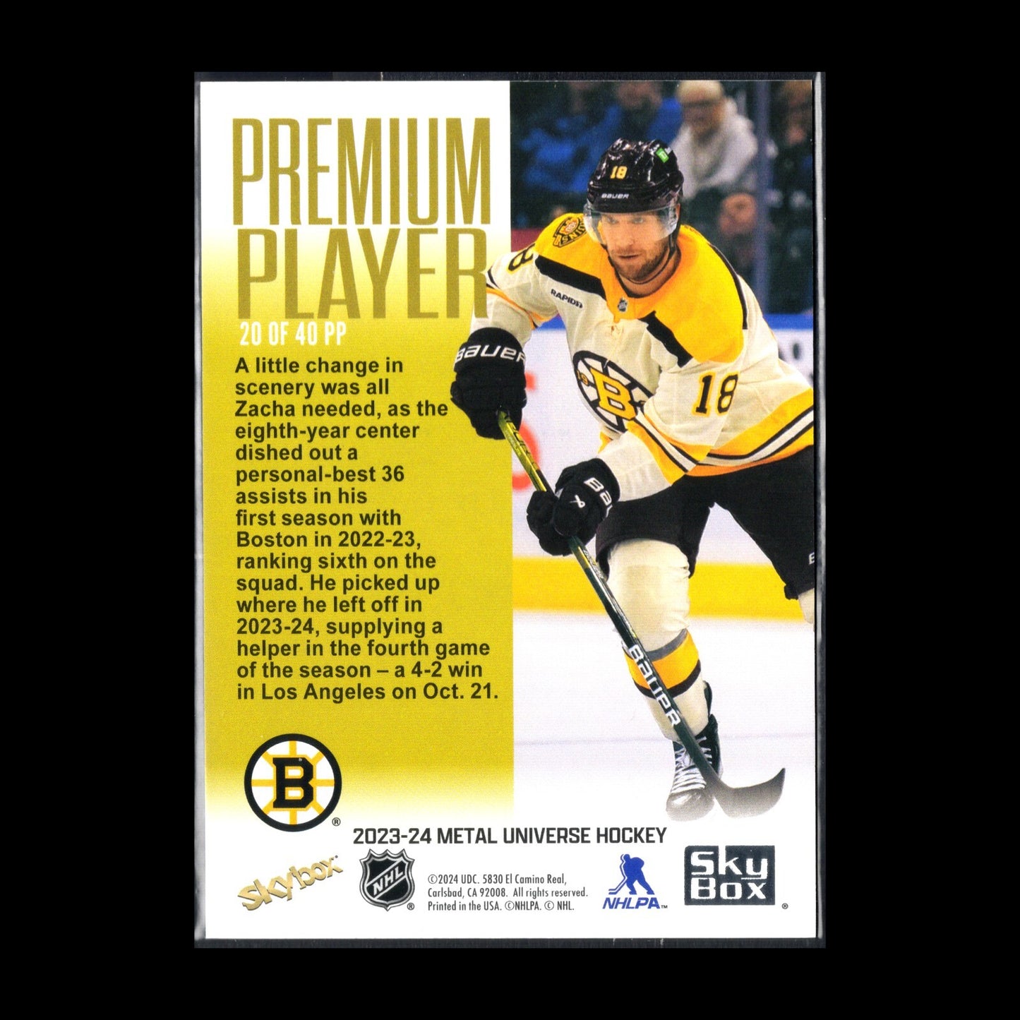 2023-24 SkyBox Metal Universe PAVEL ZACHA #20 Premium Player