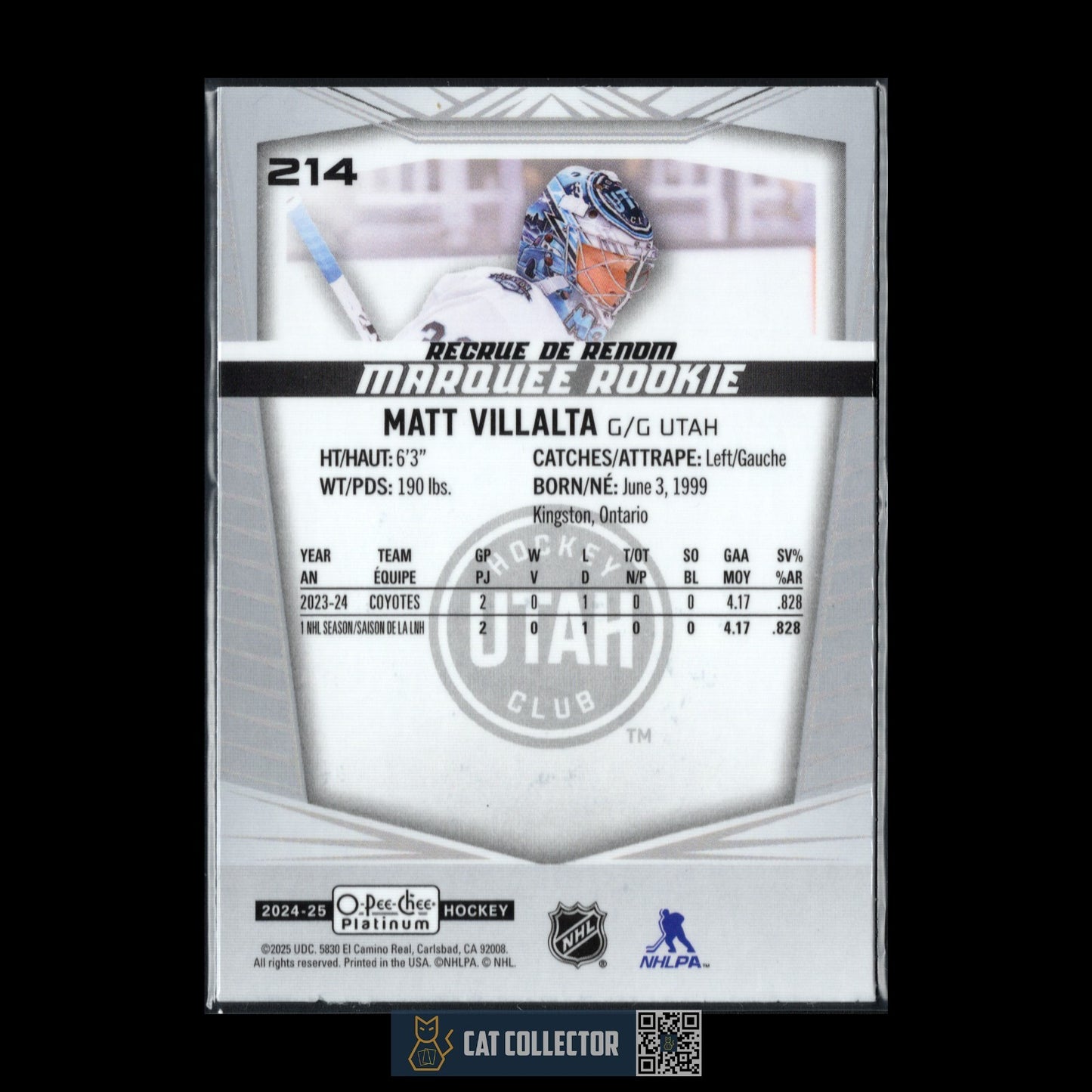 2024-25 O-Pee-Chee Platinum MATT VILLALTA #214 Marquee Rookie RC