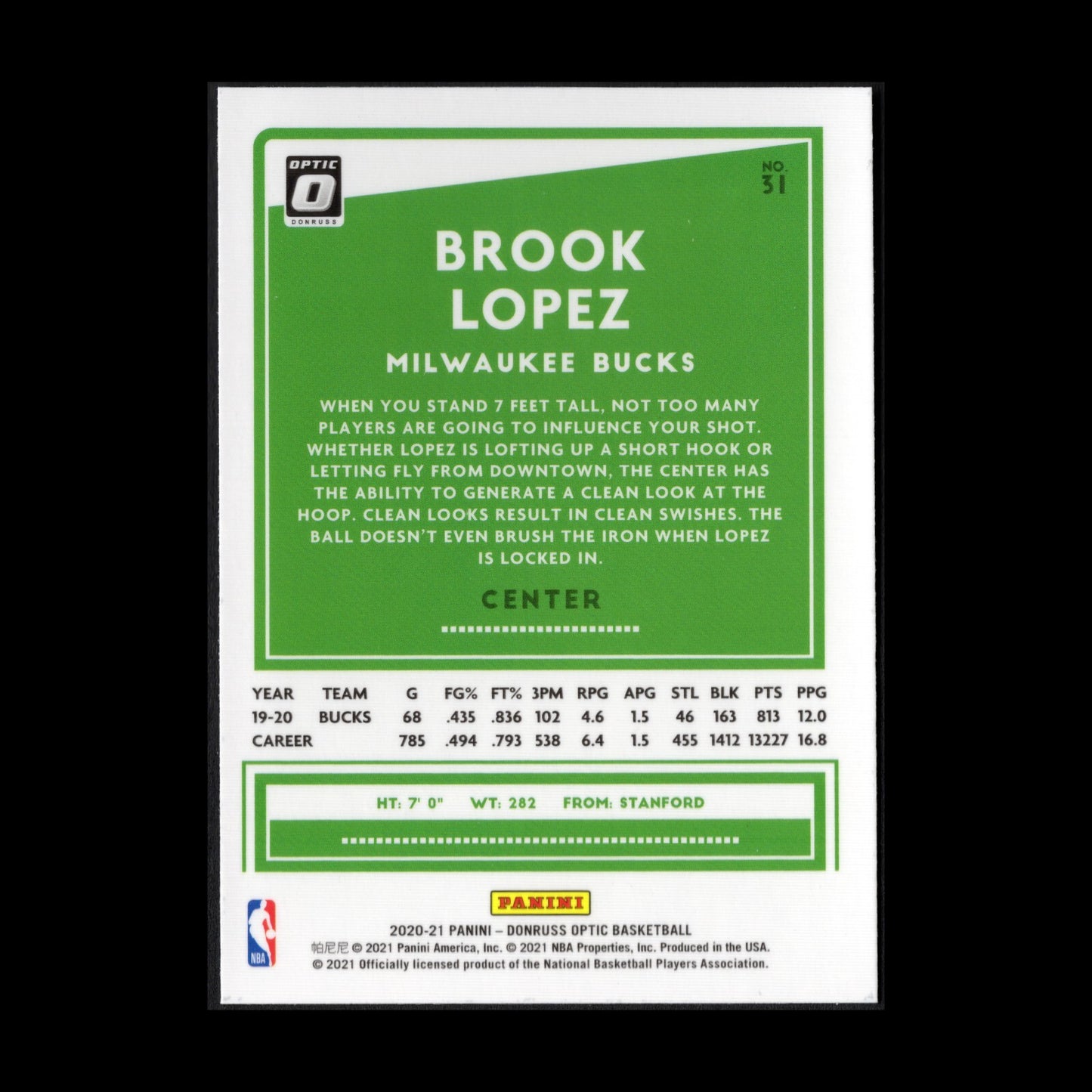 2020-21 Panini Donruss Optic BROOK LOPEZ #31