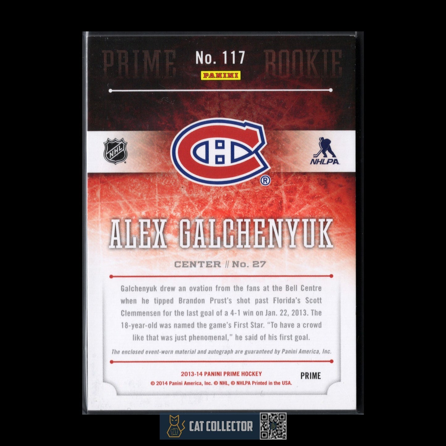 2013-14 Panini Prime ALEX GALCHENYUK #117 Quad Holo Silver RC /50 Auto Patch