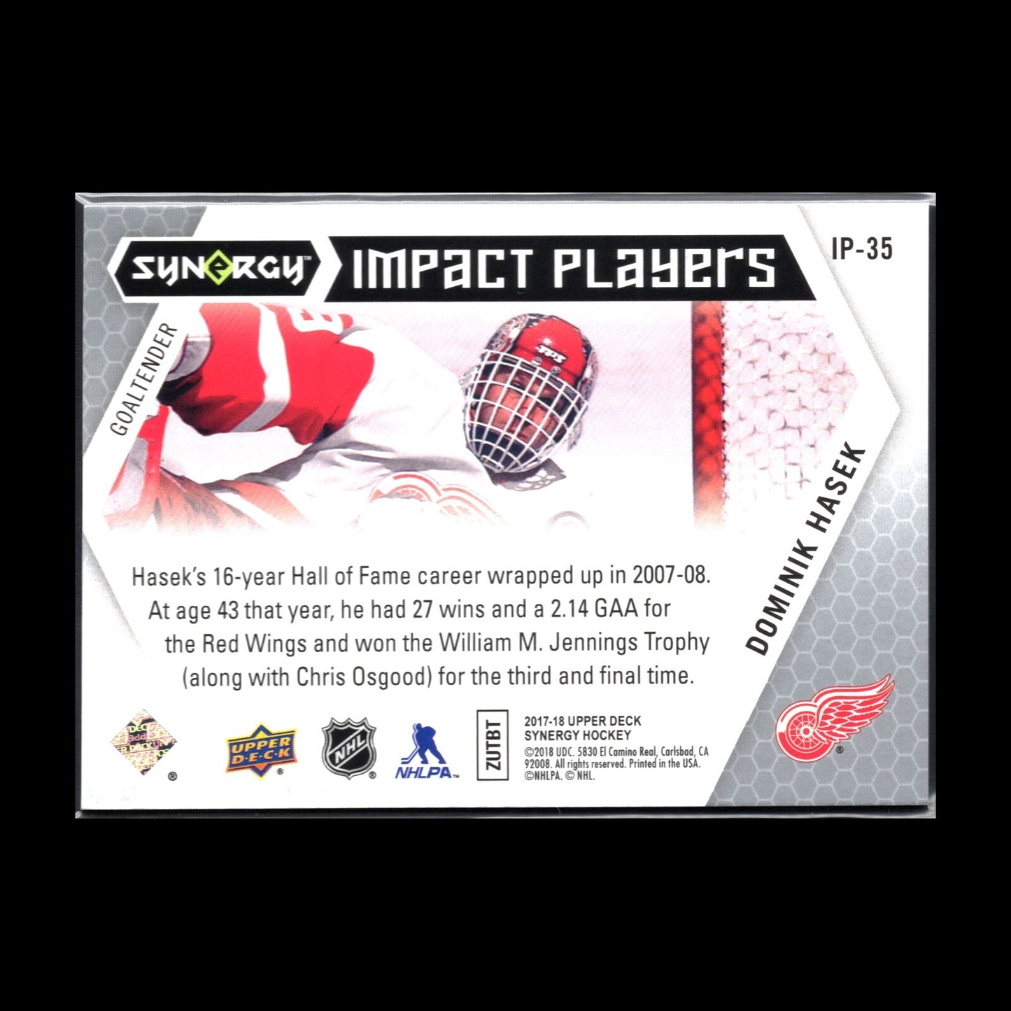 2017-18 UD Synergy DOMINIK HASEK #IP-35 Impact Players
