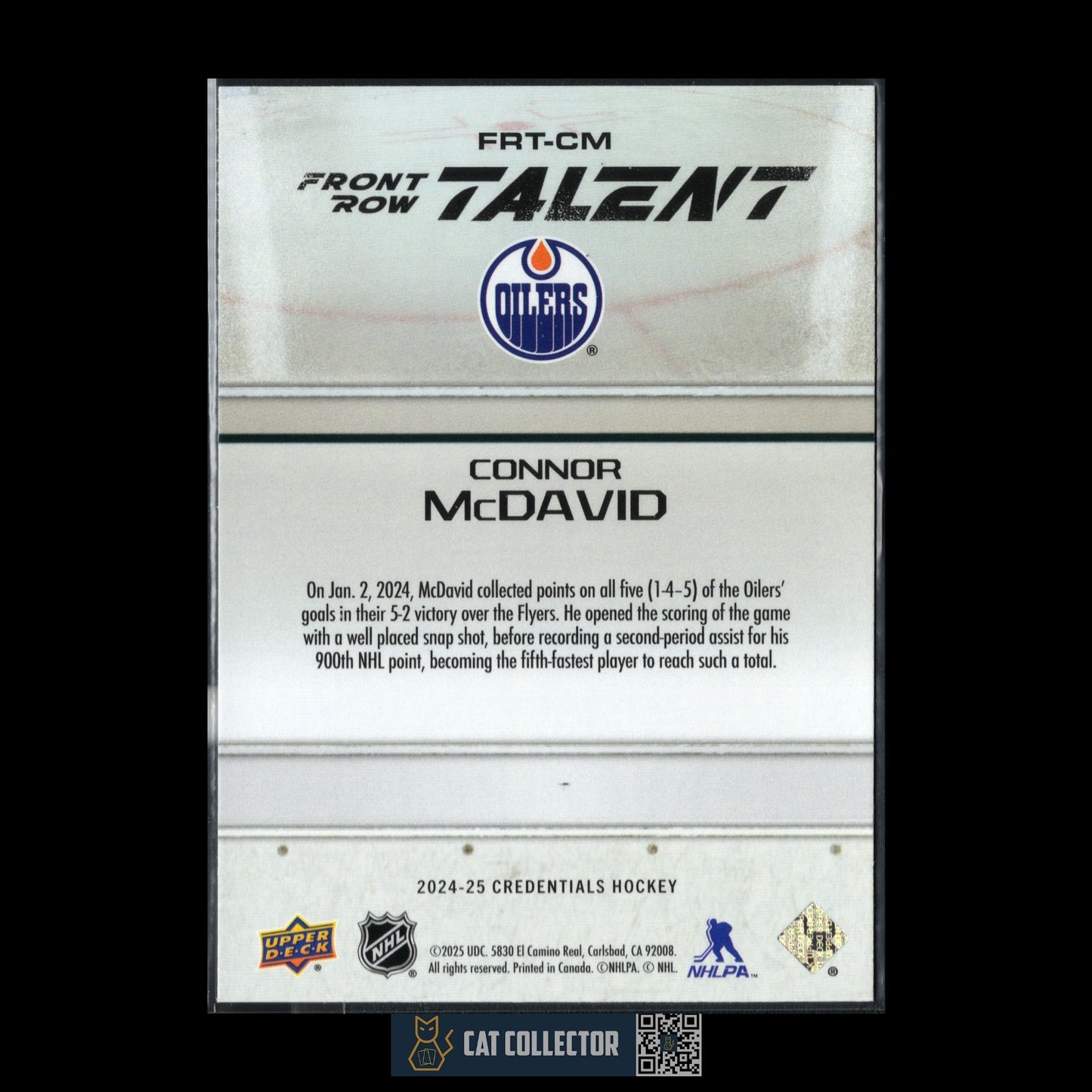 2024-25 UD Credentials CONNOR MCDAVID #FRT-CM Front Row Talent - Edmonton Oilers
