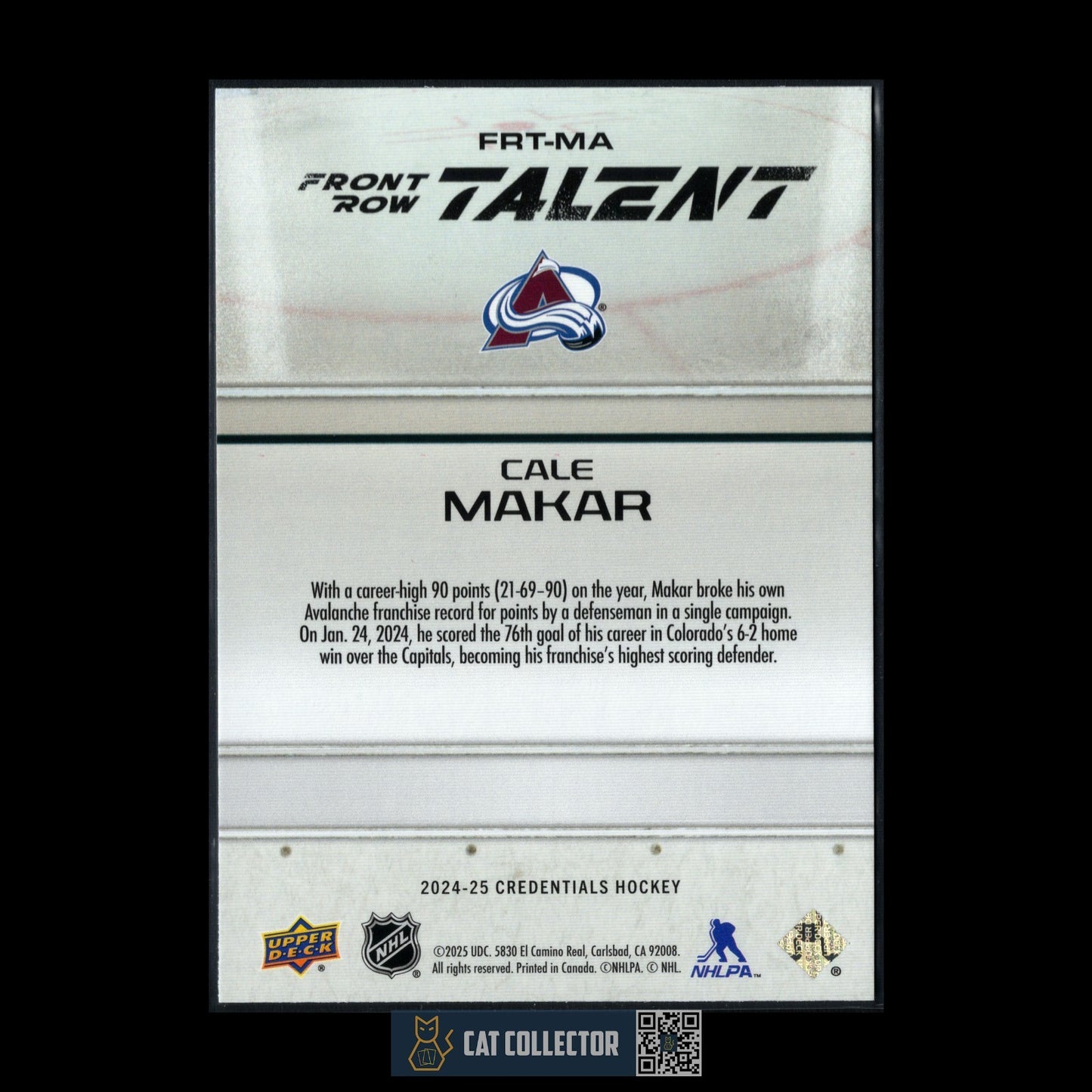 2024-25 UD Credentials CALE MAKAR #FRT-MA Front Row Talent