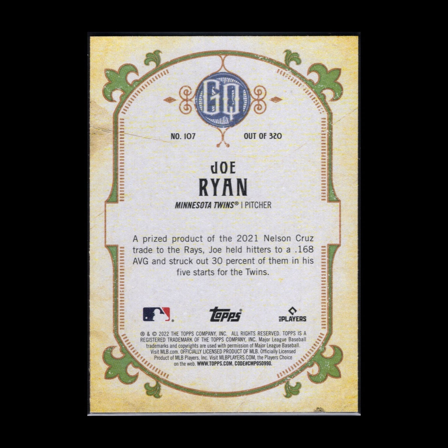 2022 Topps Gypsy Queen JOE RYAN #107 Rookie RC - Minnesota Twins