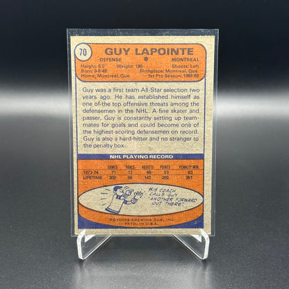 1974-75 Topps GUY LAPOINTE #70 Montreal Canadiens