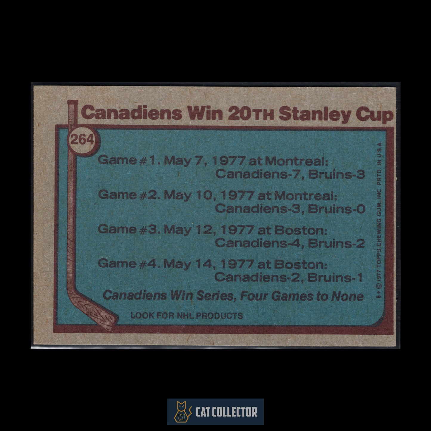 1977-78 Topps CANADIENS WIN 20TH STANLEY CUP #264