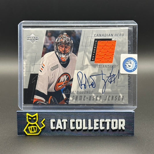2000-01 UD ROBERTO LUONGO #C-RL Canadian Hero Game-Used Jersey Auto