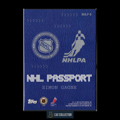 2002-03 Topps Stadium SIMON GAGNE #NHLP-6 NHL Passport Jersey