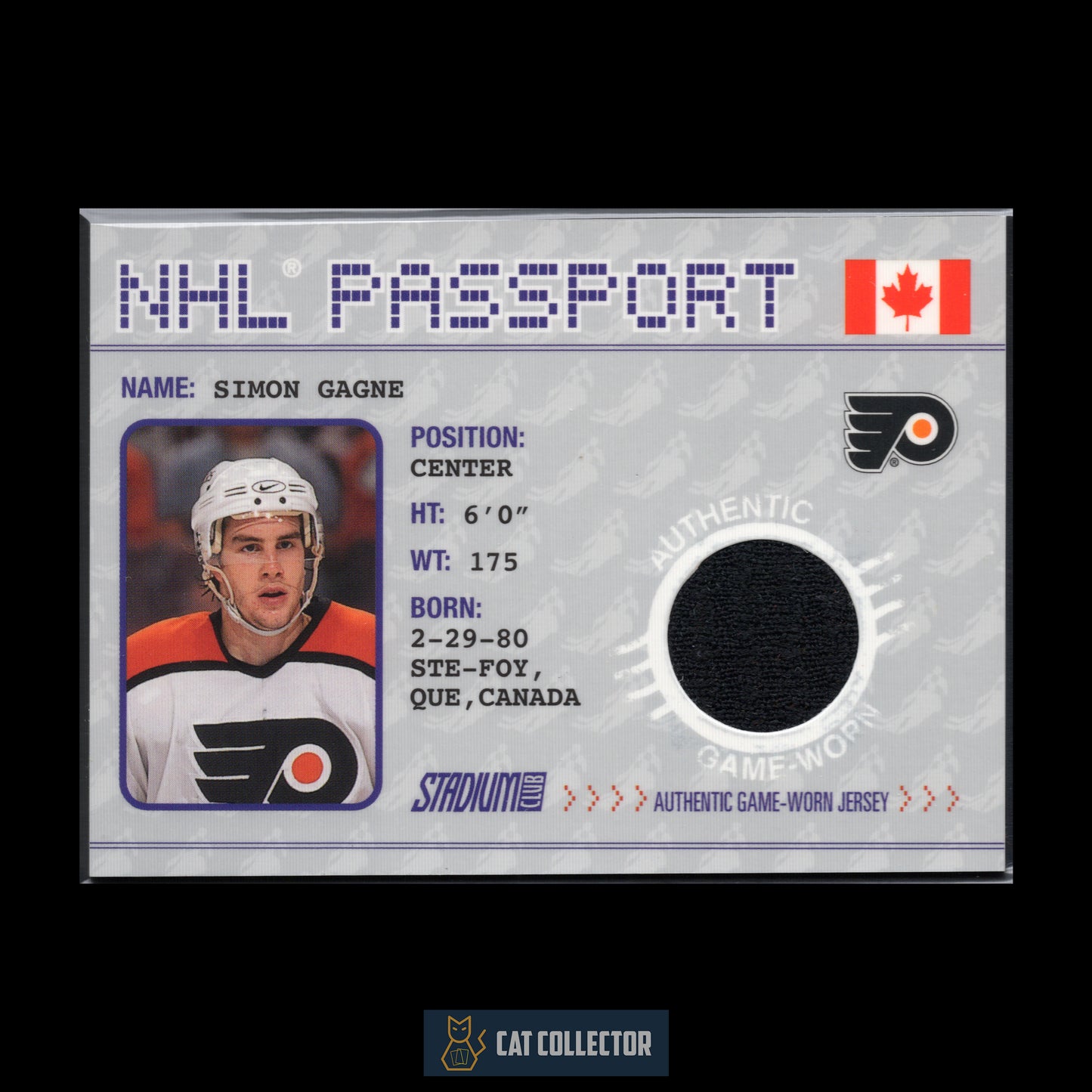2002-03 Topps Stadium SIMON GAGNE #NHLP-6 NHL Passport Jersey