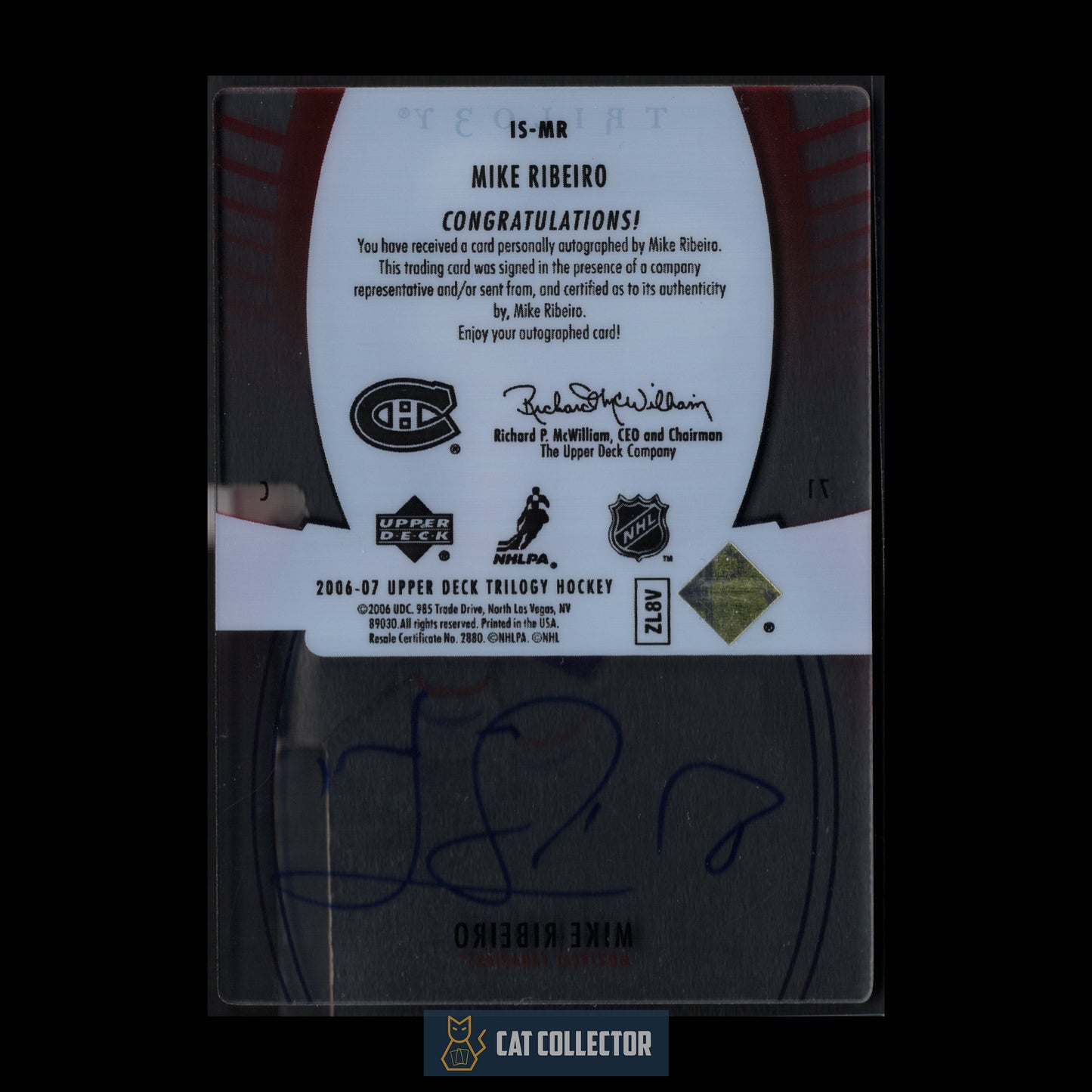 2006-07 Upper Deck Trilogy MIKE RIBEIRO #IS-MR Ice Scripts Auto