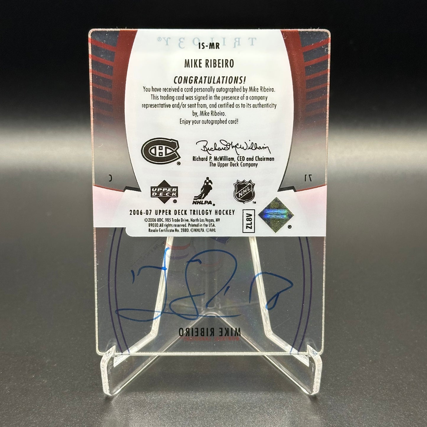 2006-07 Upper Deck Trilogy MIKE RIBEIRO #IS-MR Ice Scripts Auto