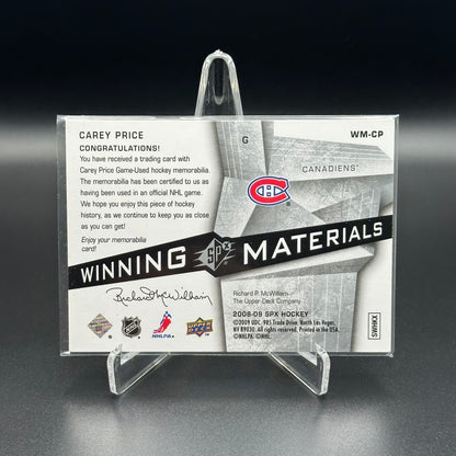 2008-09 Upper Deck SPx CAREY PRICE #WM-CP Winning Materials Jersey
