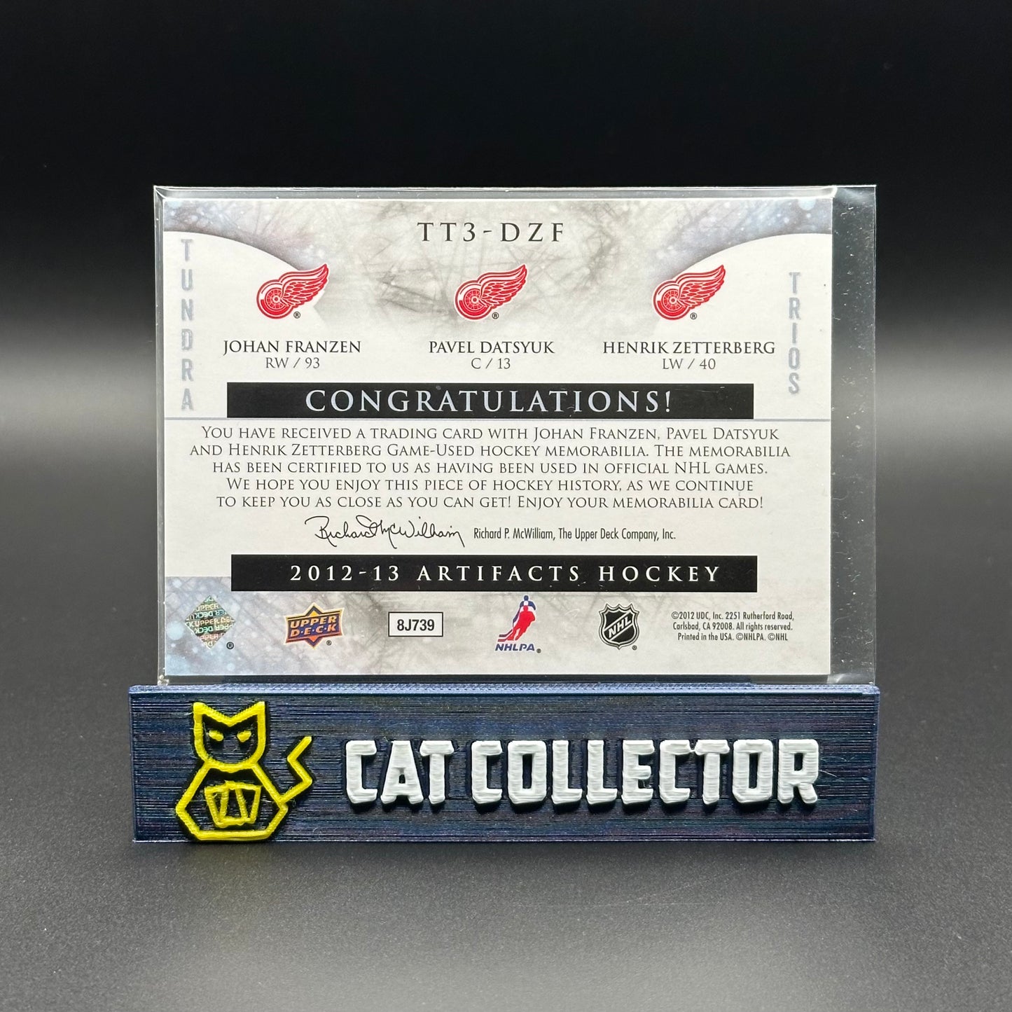 2012-13 UD Artifacts FRANZEN/DATSYUK/ZETTERBERG #TT3-DZF Tundra Trios Jersey