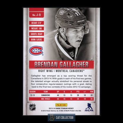 2013-14 Panini Titanium BRENDAN GALLAGHER #J-9 Jumbo Rookie RC