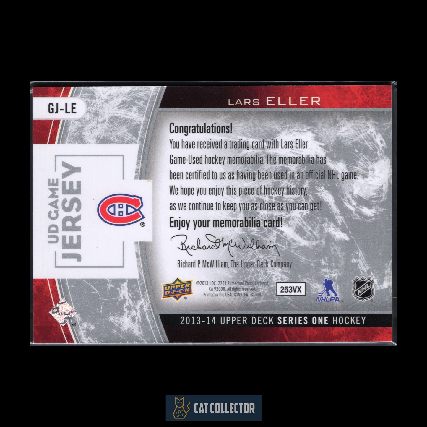 2013-14 Upper Deck Series 1 LARS ELLER #GJ-LE UD Game Jersey