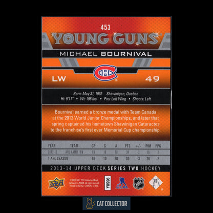 2013-14 UD Series 2 MICHAEL BOURNIVAL #453 Young guns RC