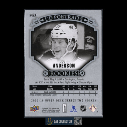 2015-16 Upper Deck Series 2 JOSH ANDERSON #P-87 UD Portraits Rookies RC
