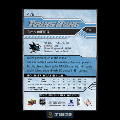 2016-17 Upper Deck Series 2 TIMO MEIER #479 Young Guns RC