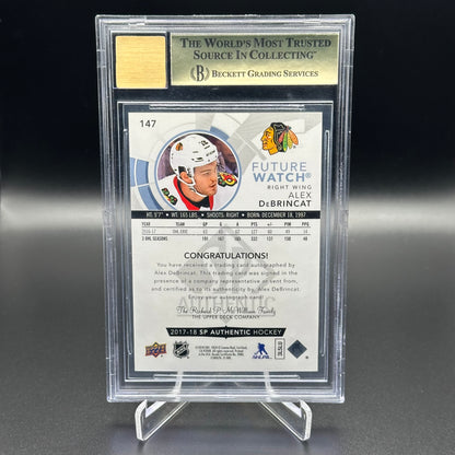 2017-18 Upper Deck SP Authentic ALEX DEBRINCAT #147 Future Watch Autographed RC /999 Beckett 9.5