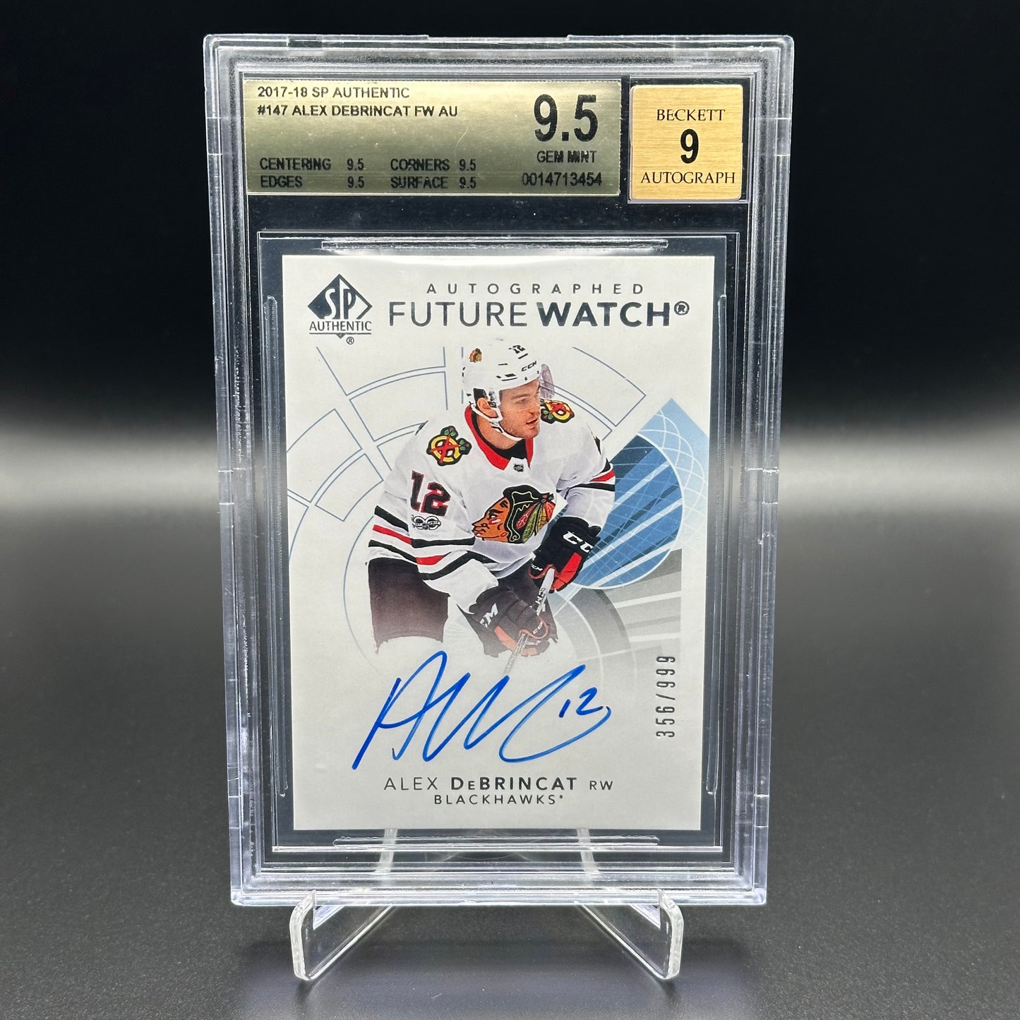 2017-18 Upper Deck SP Authentic ALEX DEBRINCAT #147 Future Watch Autographed RC /999 Beckett 9.5