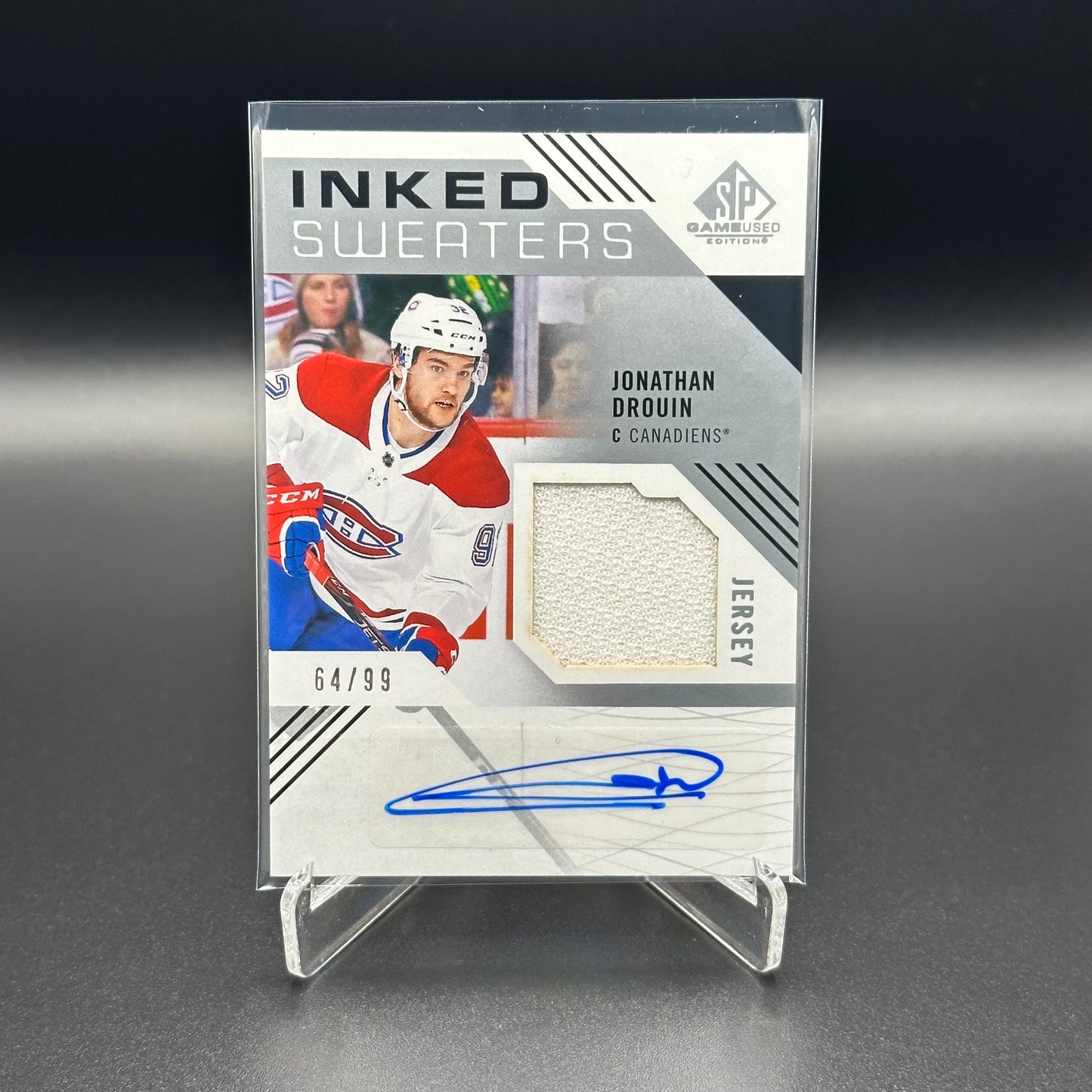 2018-19 Upper Deck SP Game Used JONATHAN DROUIN #IS-JD Inked Sweaters AutoJersey RC /99