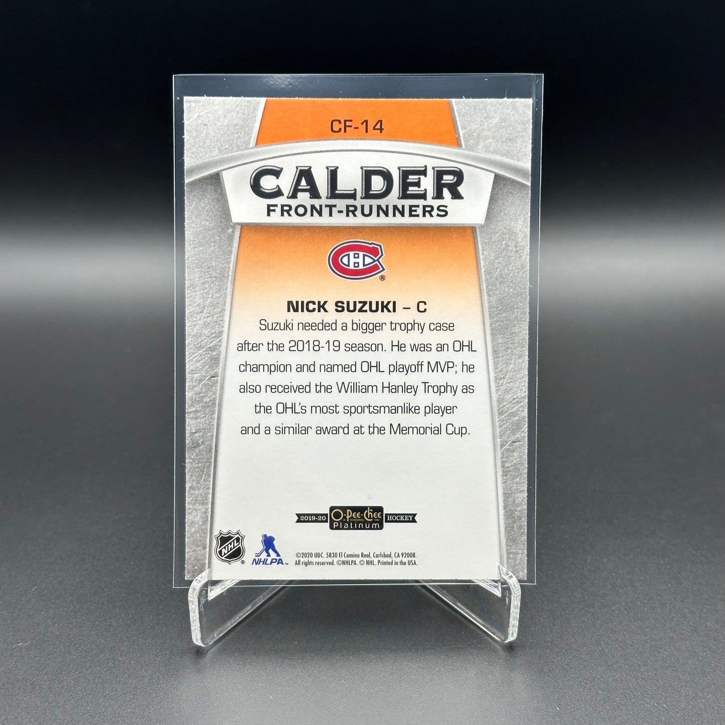 2019-20 O-Pee-Chee Platinum NICK SUZUKI #CF-14 Calder Front-Runners Rookie RC